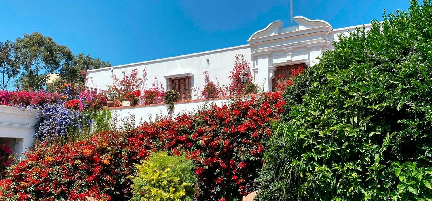 Larco Museum beautiful gardens and colonial facade